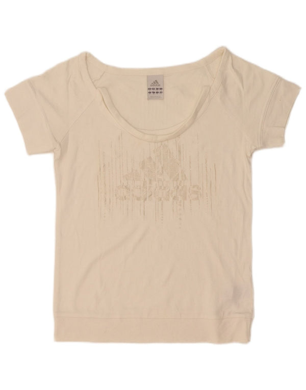 Damska koszulka graficzna Adidas Top UK 10 Small White Cotton