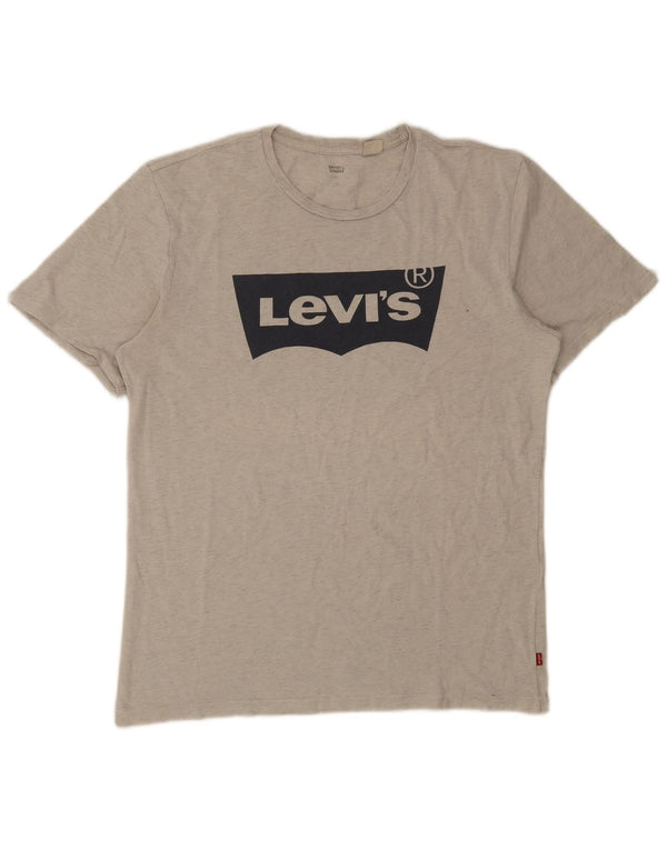Męski T-shirt z grafiką Levi's, duży, szary, nakrapiany