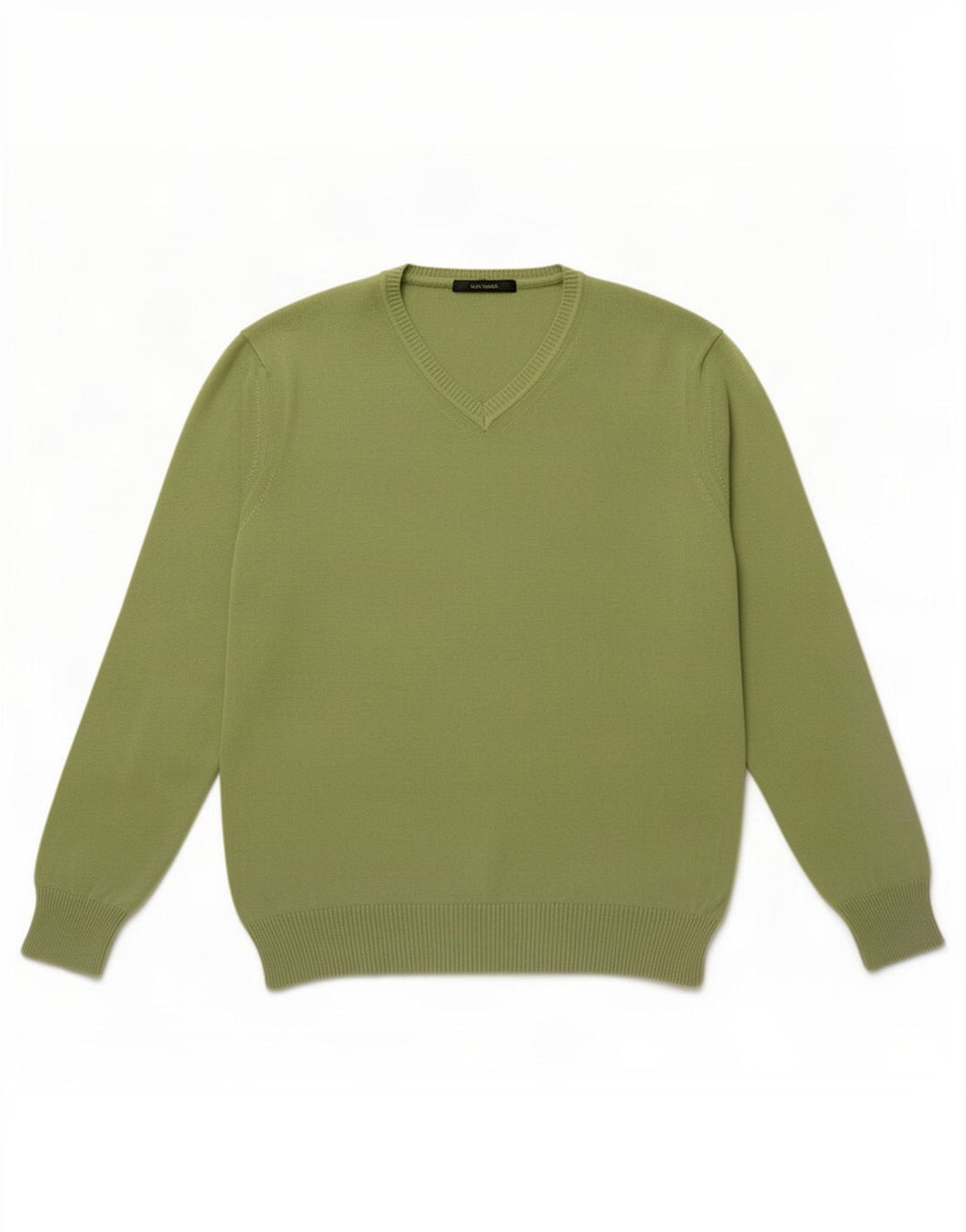 Męski sweter Zara z dekoltem w kształcie litery V, duży, zielony, bawełniany