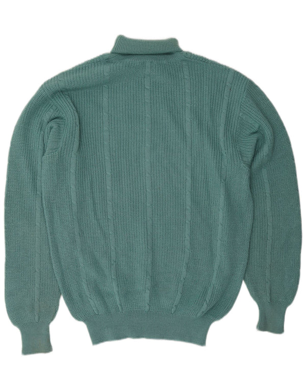 Vintage Mens Roll Neck Jumper Sweater Large Green