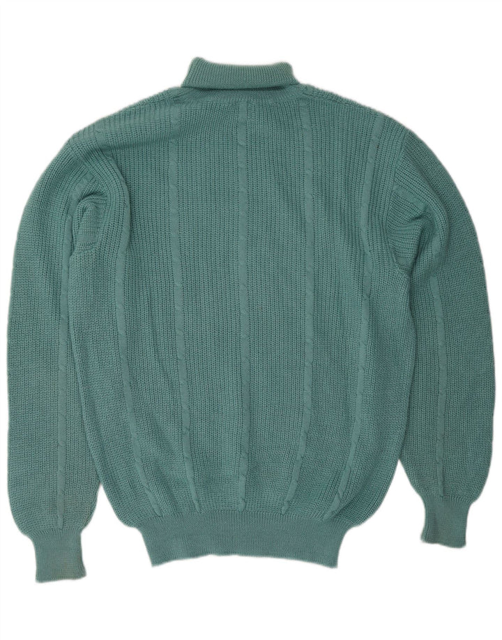Vintage męski sweter z golfem, duży, zielony