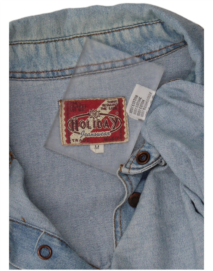 Męska koszula dżinsowa HOLIDAY, średnia niebieska, bawełniana