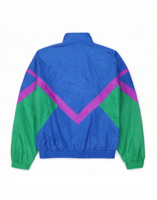 Creation Mens Graphic Tracksuit Top Jacket 2XL Blue Colourblock Nylon