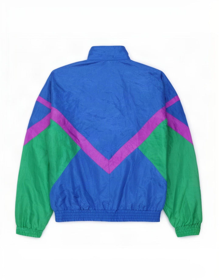 Męska kurtka dresowa Creation z grafiką, 2XL, niebieski nylon z blokami kolorów