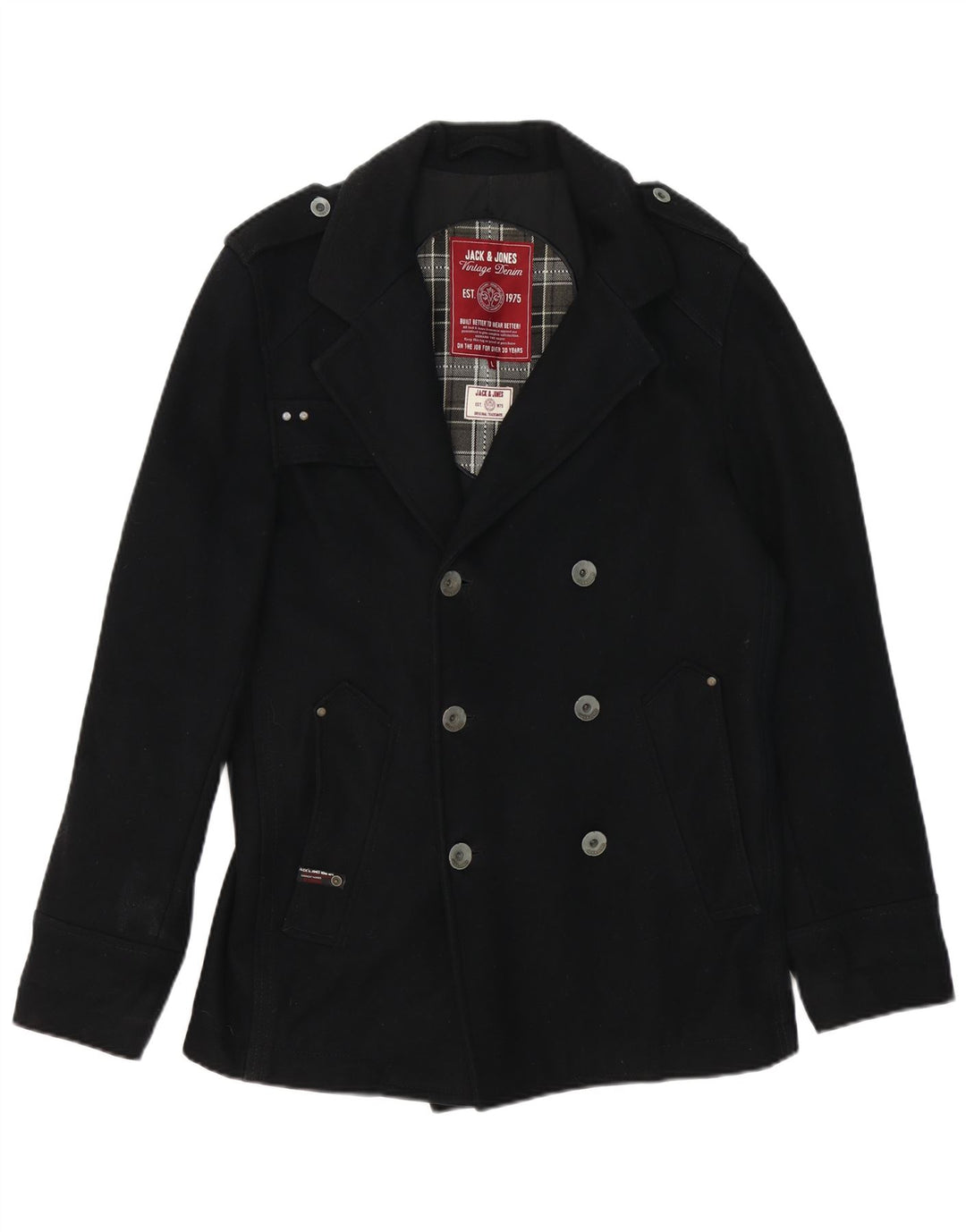 Płaszcz męski Jack & Jones w kolorze groszku UK 40, duży czarny