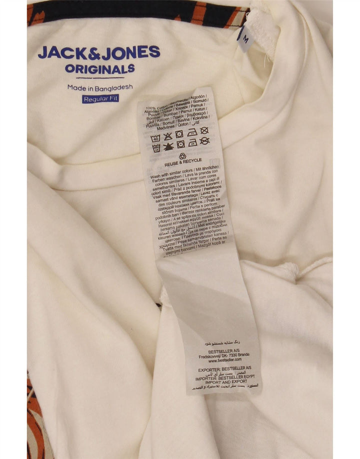Męski T-shirt z grafiką Jack & Jones o regularnym kroju, średni, biały, kwiatowy