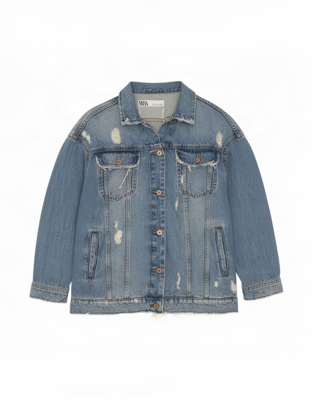 Damska kurtka jeansowa Zara Oversize UK 10, mała, niebieska bawełniana