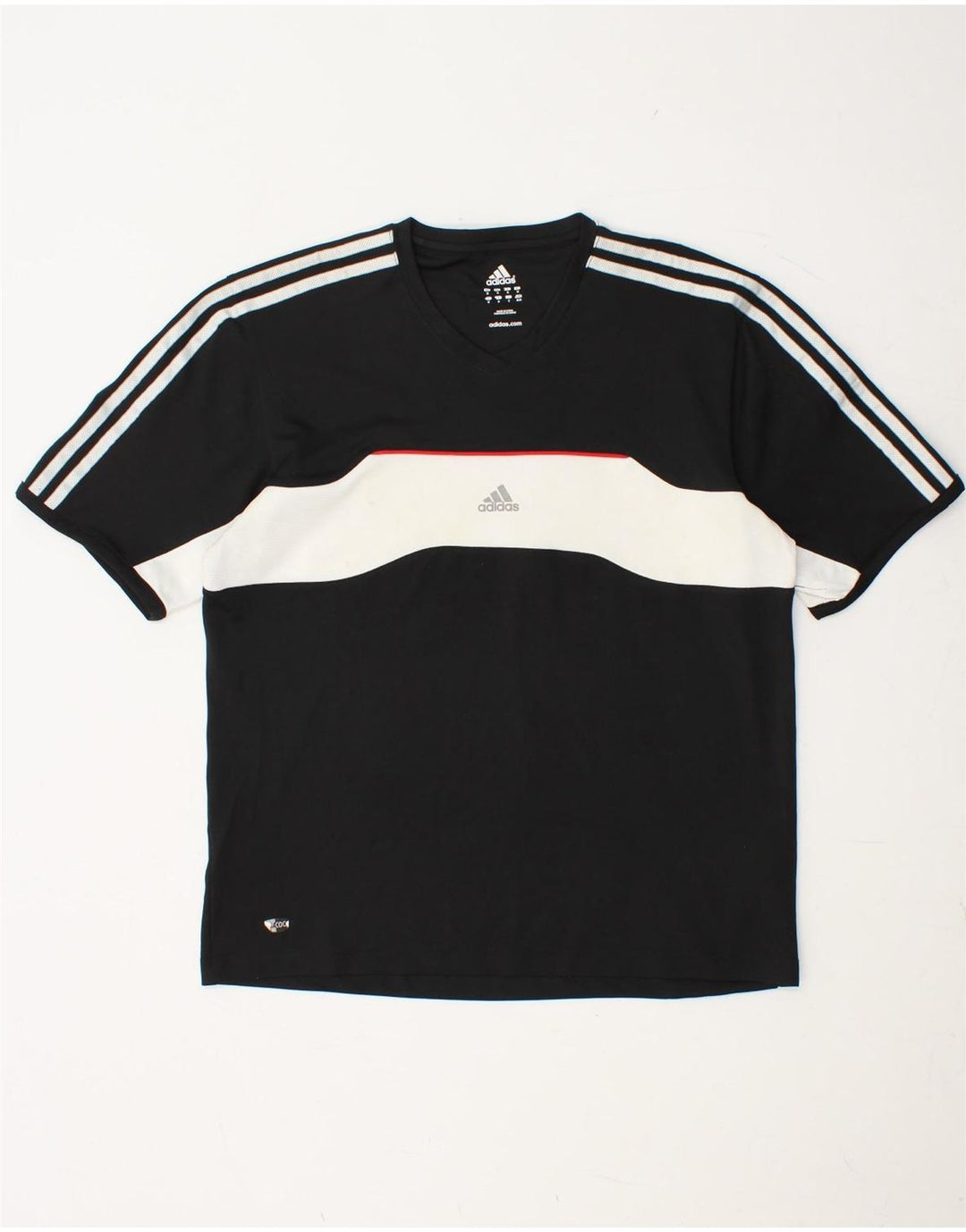 T-shirt męski ADIDAS Top, średni czarny, poliester z blokami kolorów