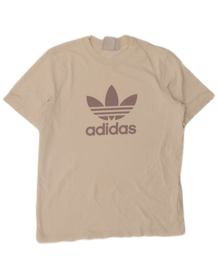 Męska koszulka z grafiką ADIDAS, średnia, biała bawełna