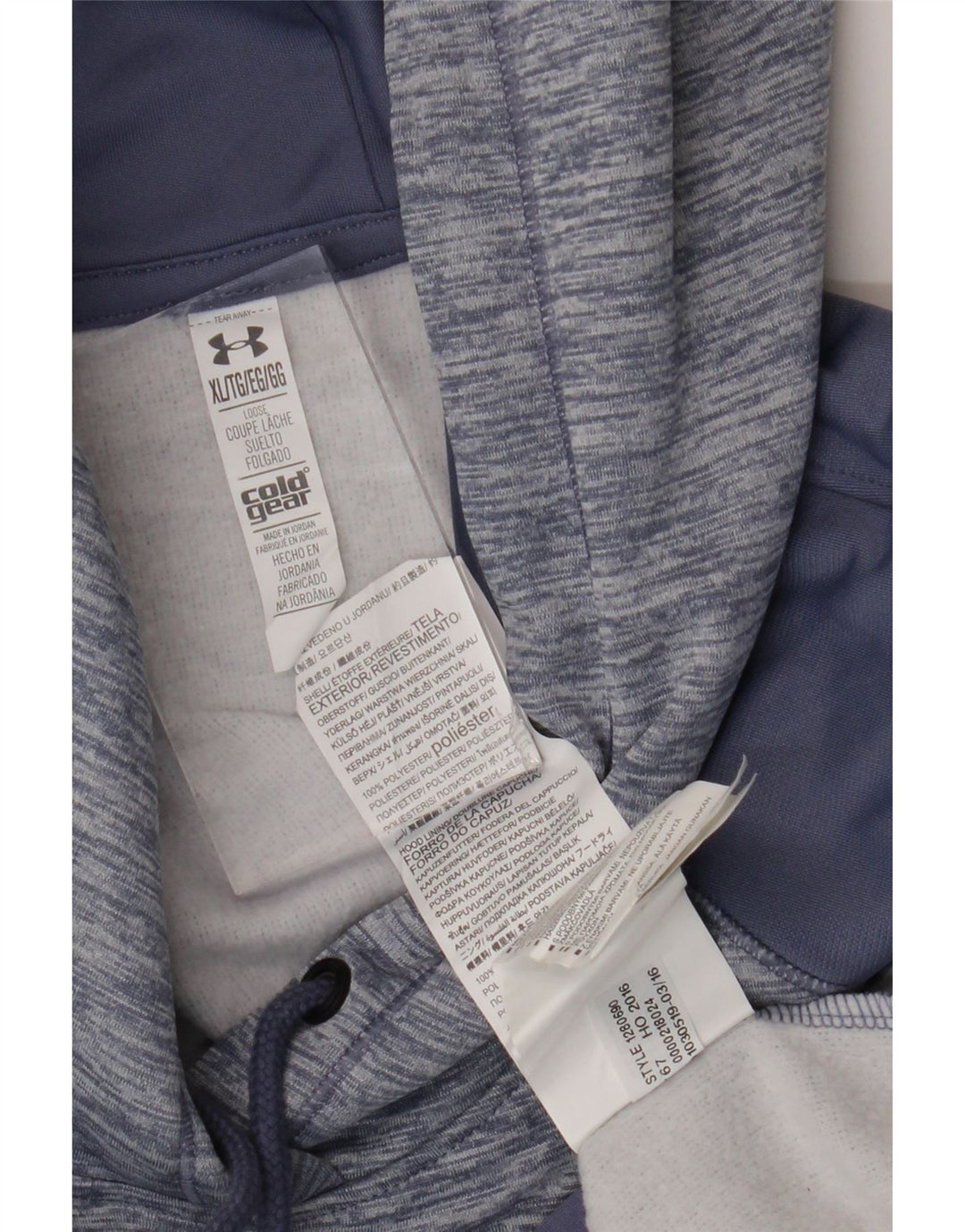 Damska bluza z kapturem UNDER ARMOUR Cold Gear UK 18 XL, niebieska nakrapiana