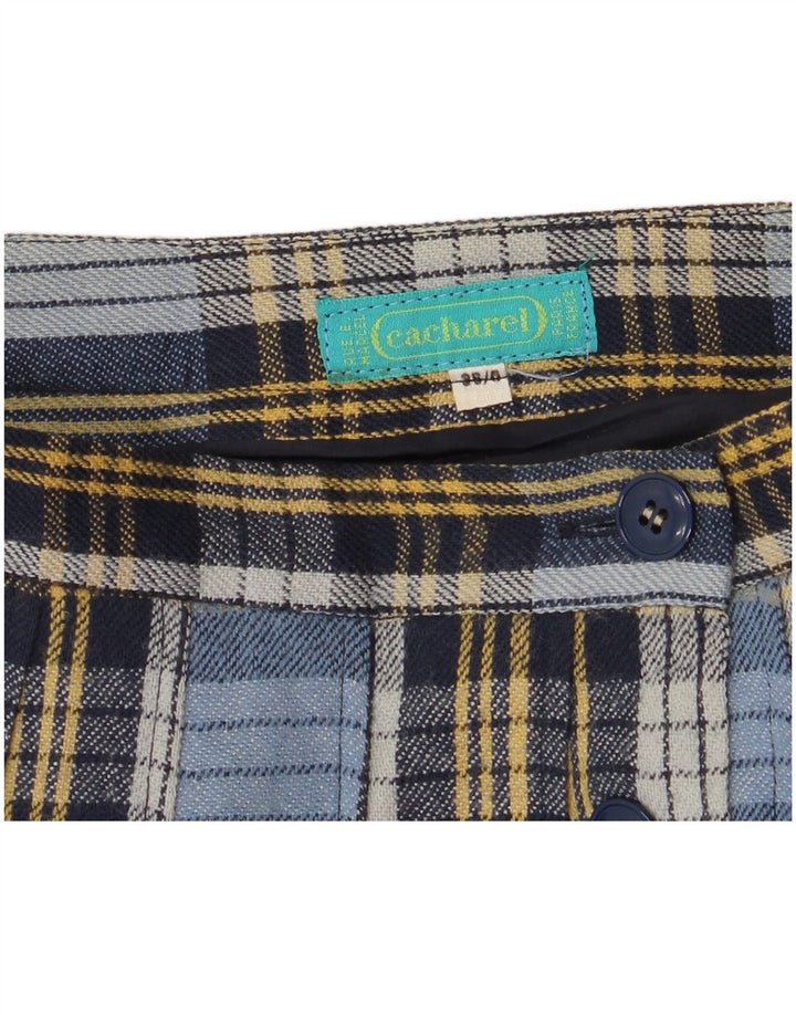 Damska plisowana spódnica Cacharel W24 XS w niebieską kratę z poliestru