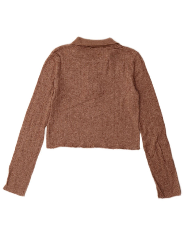 Damski sweter Zara Crop Polo Neck Sweter UK 10 Small Brown