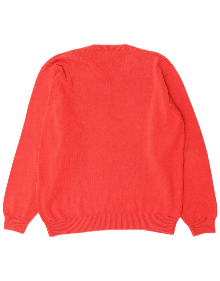 FRED PERRY Męski sweter z dekoltem w kształcie litery V, średnioczerwony, bawełniany