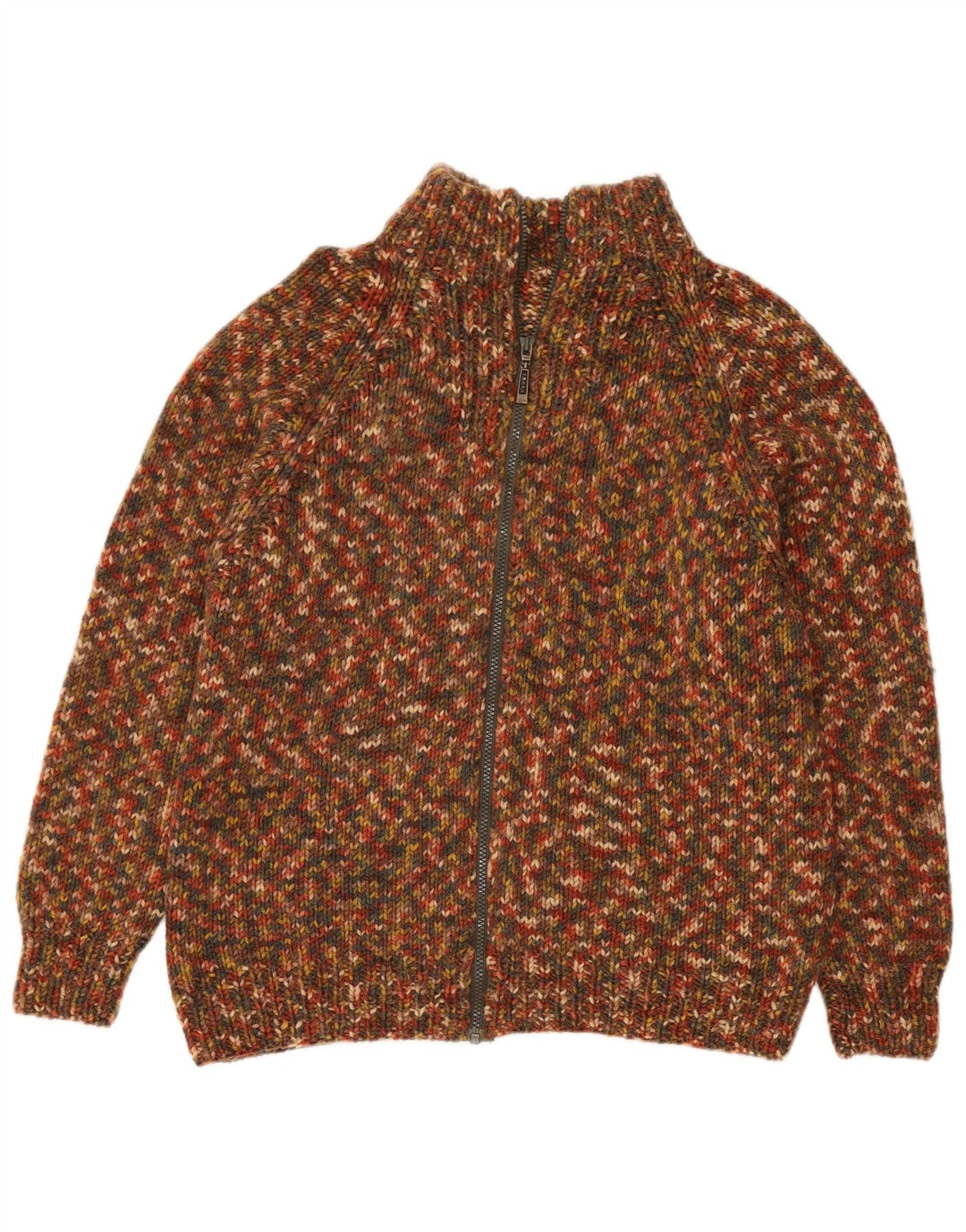 Vintage męski sweter rozpinany, średni, wielokolorowy, nakrapiany