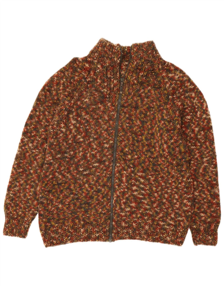 Vintage męski sweter rozpinany, średni, wielokolorowy, nakrapiany
