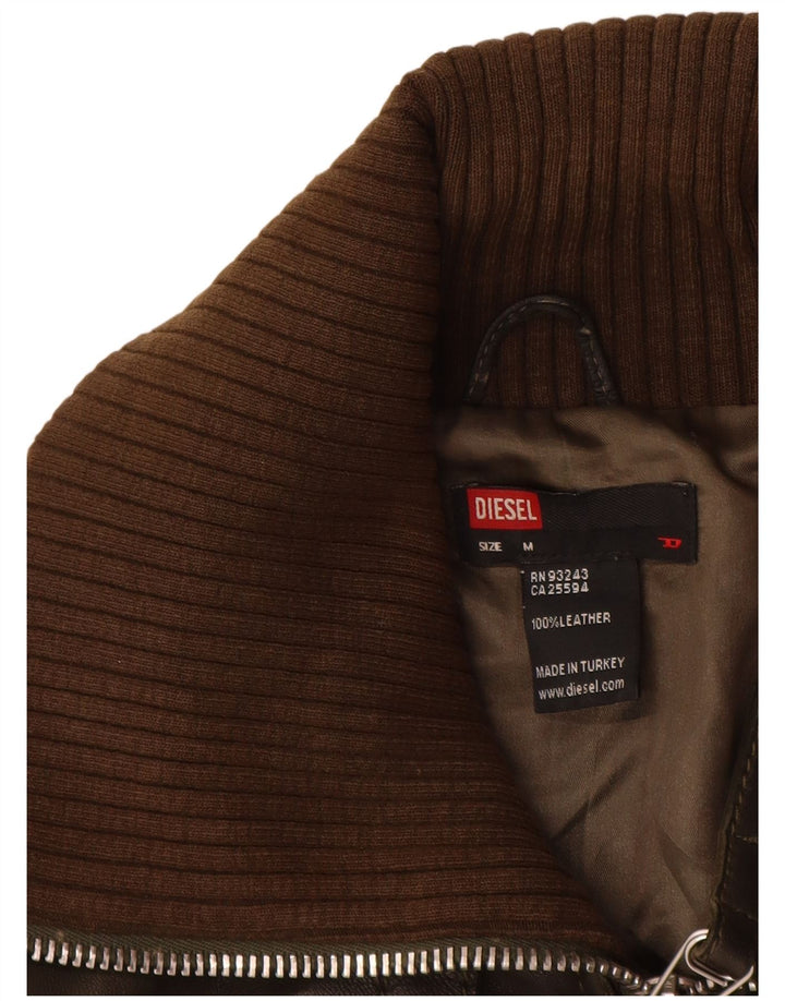 Damska kurtka skórzana Bomber Diesel UK 12 Średnia brązowa skóra