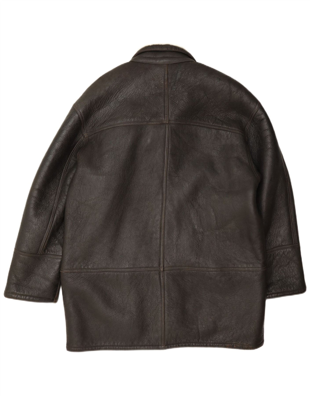 Męska kurtka shearling w stylu vintage, rozmiar 52 XL, brązowa