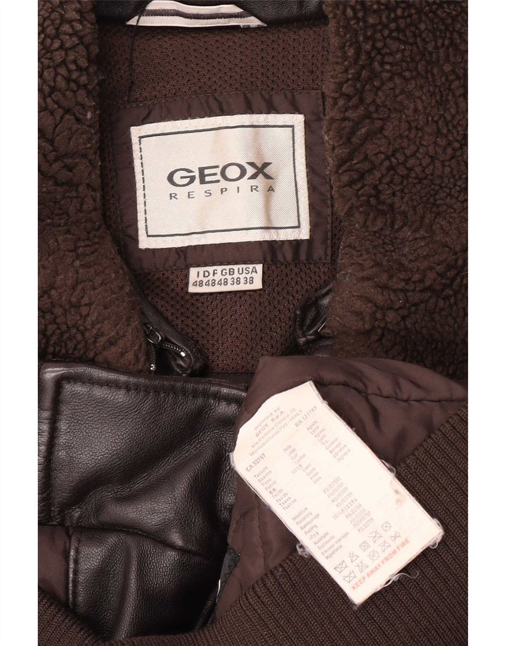 Męska kurtka skórzana Geox Bomber UK 38 Średni brąz