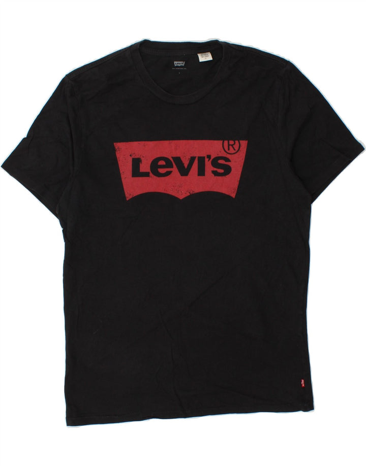 LEVI'S Mens Graphic T-Shirt Top Large Black Vintage Levi's and Second-Hand Levi's from Messina Hembry 