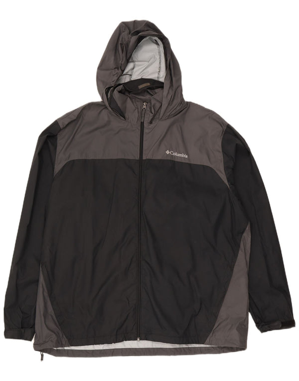 Męska kurtka przeciwdeszczowa z kapturem Columbia UK 44 2XL Czarny nylon z blokami kolorów