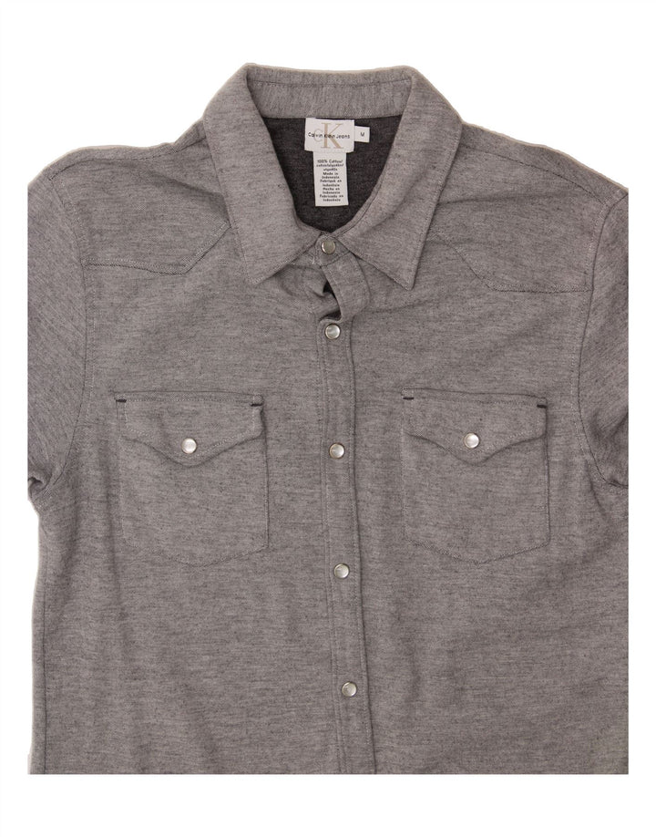 CALVIN KLEIN JEANS Mens Short Sleeve Shirt Medium Grey Cotton Vintage Calvin Klein Jeans and Second-Hand Calvin Klein Jeans from Messina Hembry 