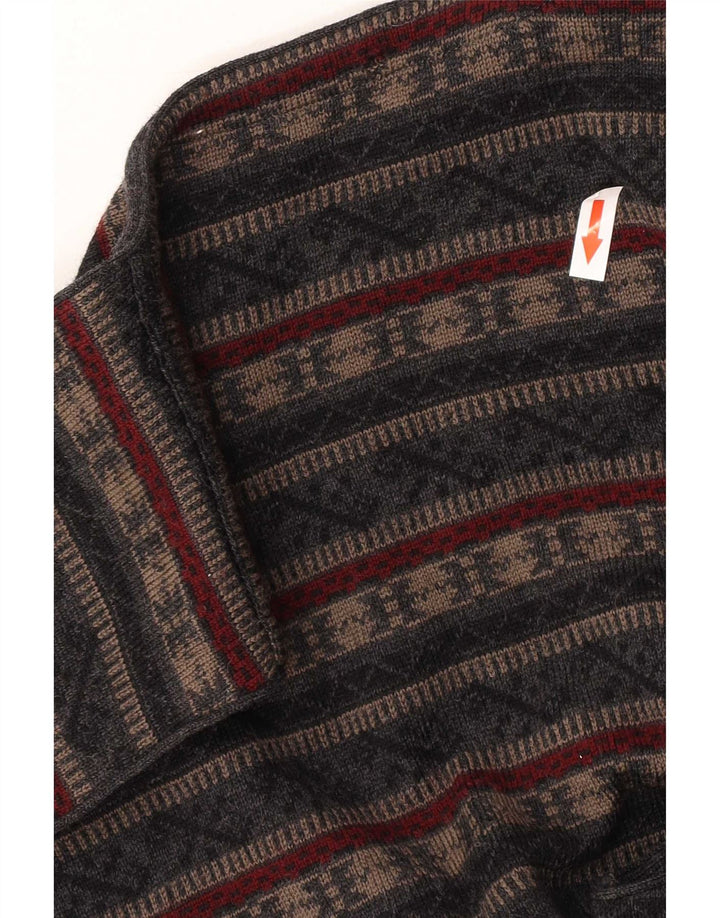 Vintage męska kamizelka z dzianiny, średnio szara, Fair Isle Virgin Wool
