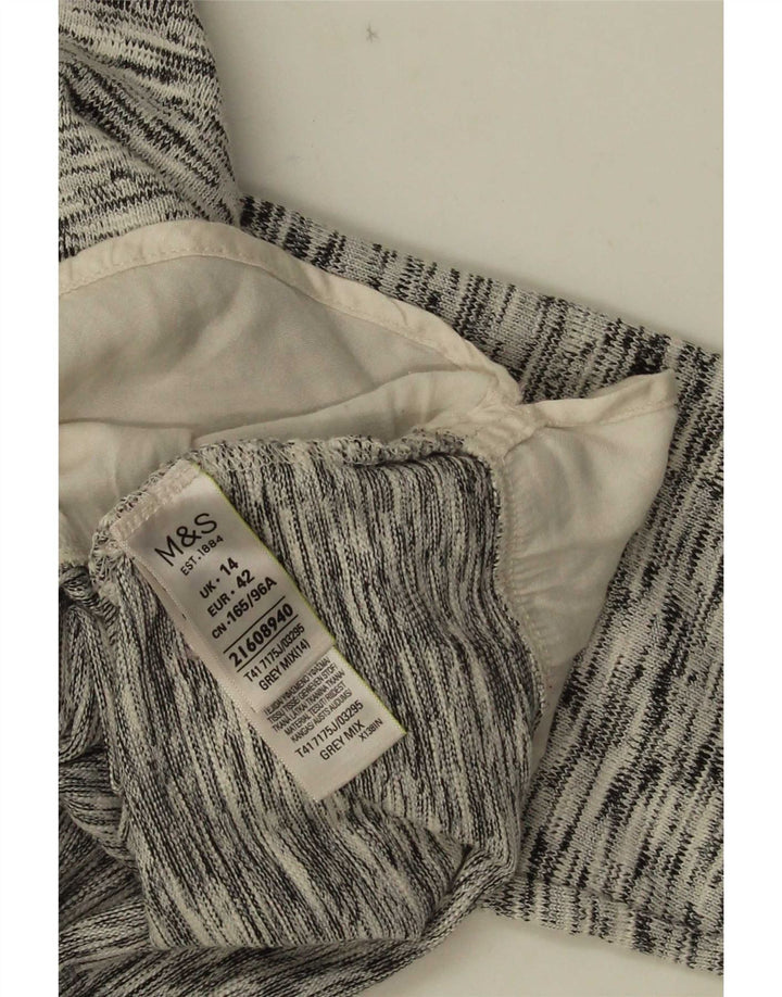 Marks & Spencer Damski top z rękawem 3/4, Wielka Brytania 14, duża, szara, plamista bawełna