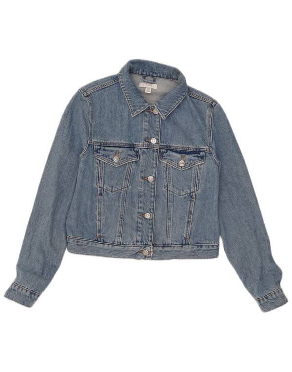 Damska kurtka jeansowa Topshop Crop UK 10, mała, niebieska, bawełniana
