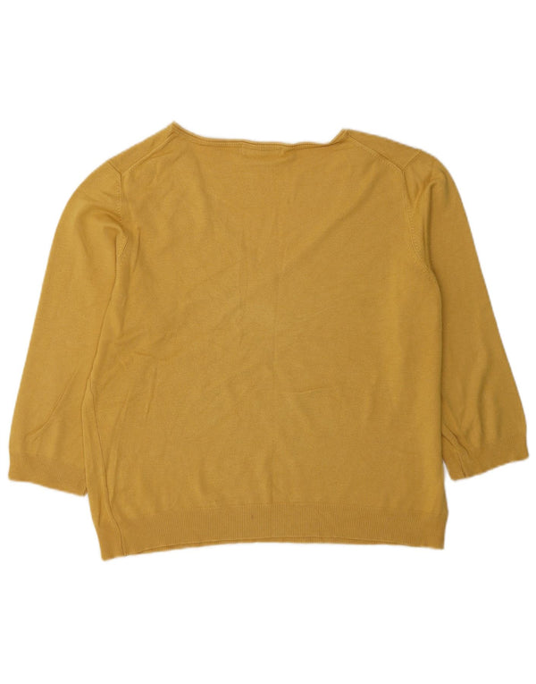 Sweter Marks & Spencer Damski Sweter z 3/4 Rękawem i Dekoltem V, UK 20 2XL Żółty