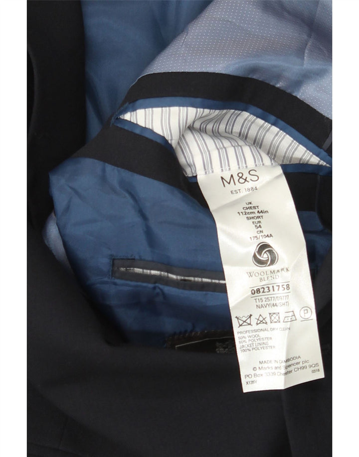 Marks & Spencer Męska krótka marynarka zapinana na 2 guziki UK 44 XL Granatowa wełna