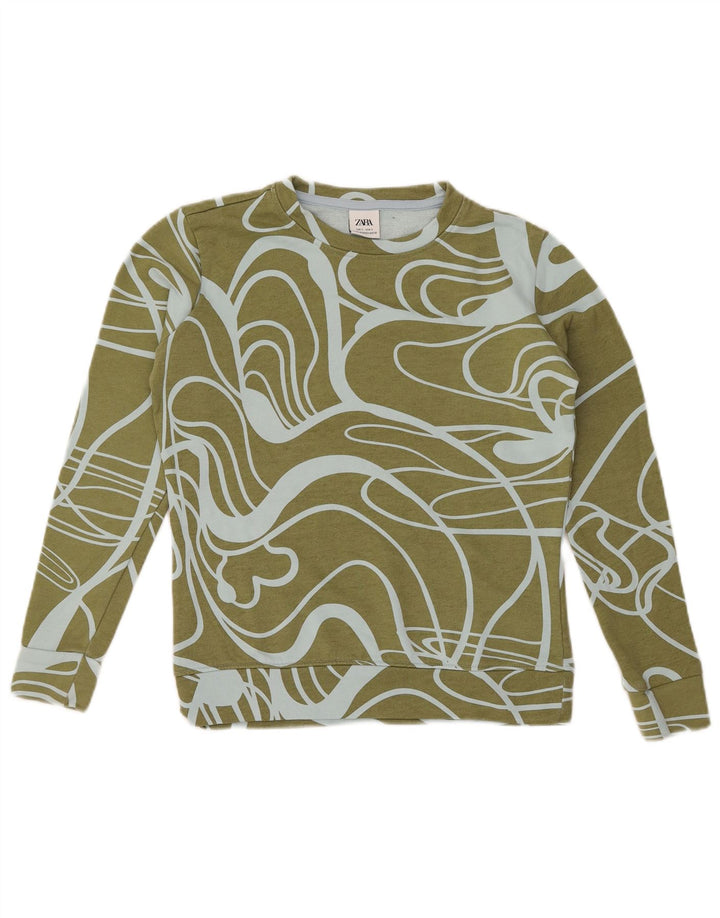 Damski sweter oversize Zara z abstrakcyjnym wzorem UK 10 Small Khaki