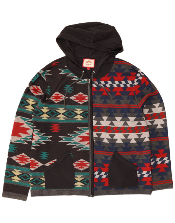 Joe Browns Mens Hooded Cardigan Sweater XL Multicoloured Fair Isle Aztec