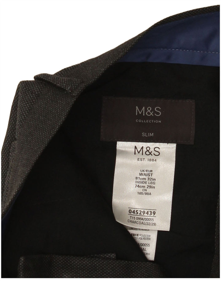 Męskie spodnie garniturowe Marks & Spencer W32 L29 Szary poliester
