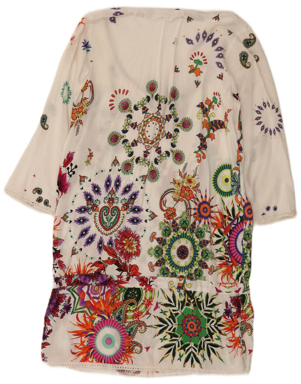 Desigual Womens Graphic Drop Waist Dress UK 10 Small White Floral