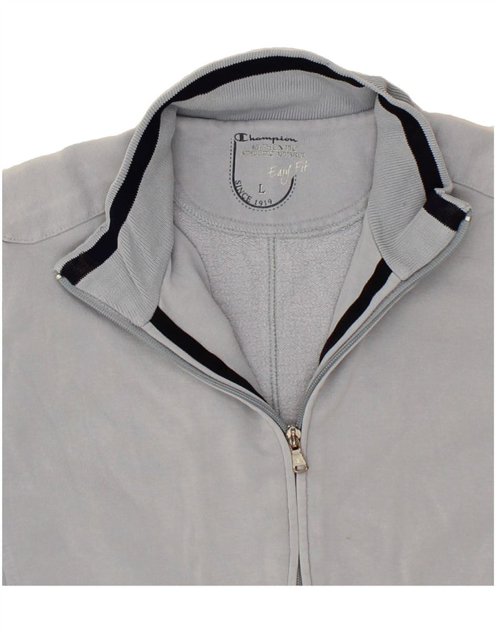 CHAMPION Womens Easy Fit Tracksuit Top Jacket UK 16 Large Grey Cotton Vintage Champion and Second-Hand Champion from Messina Hembry 