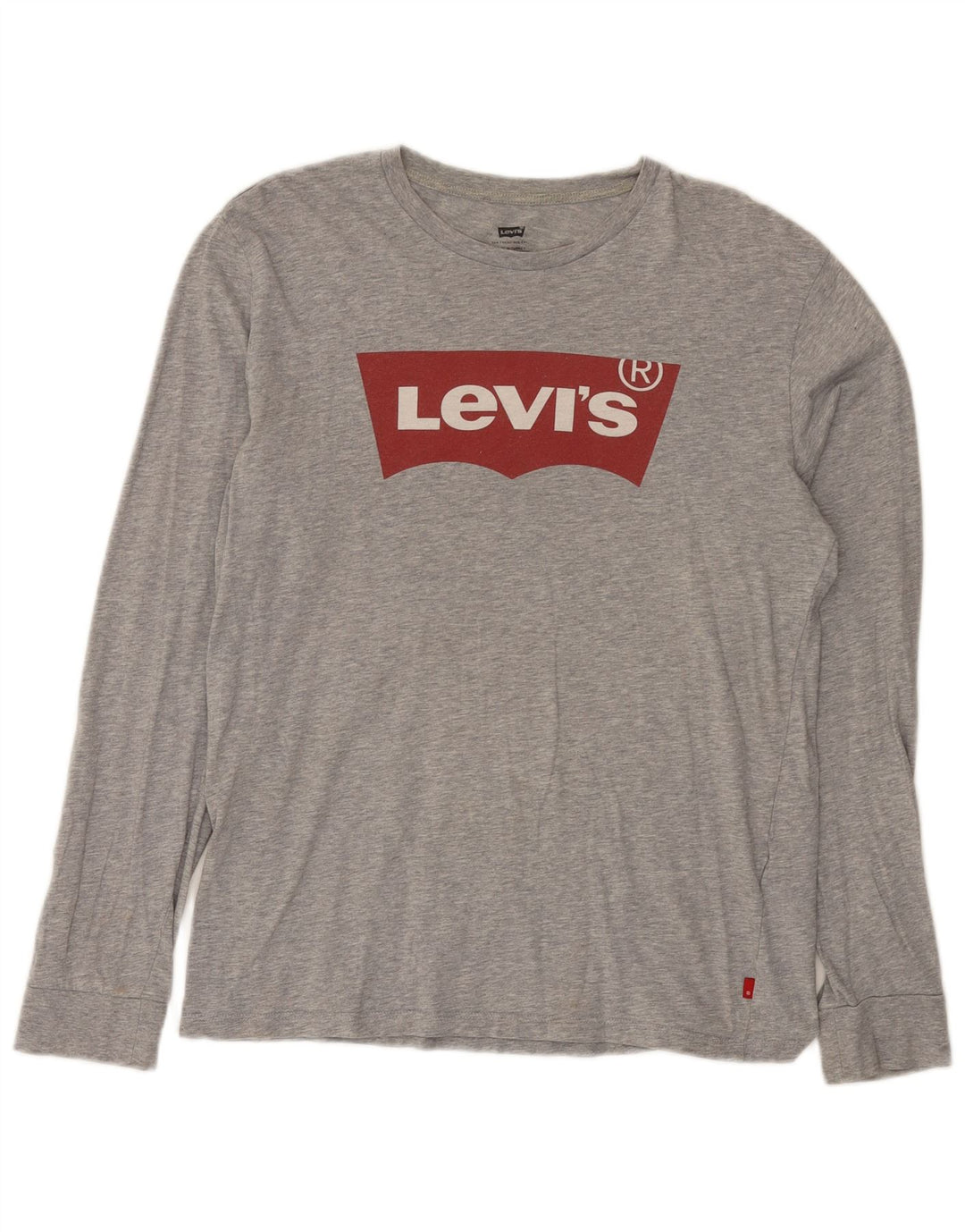 Męski graficzny top Levi's z długim rękawem, średnioszary, bawełniany