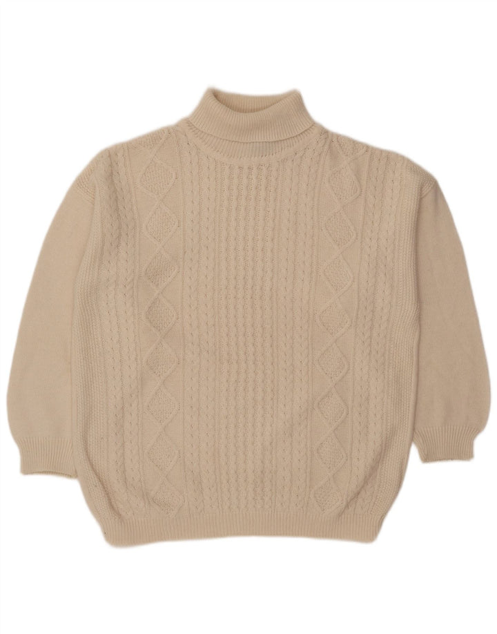 Męski sweter z wywijanym dekoltem Pimet XL, biała wełna