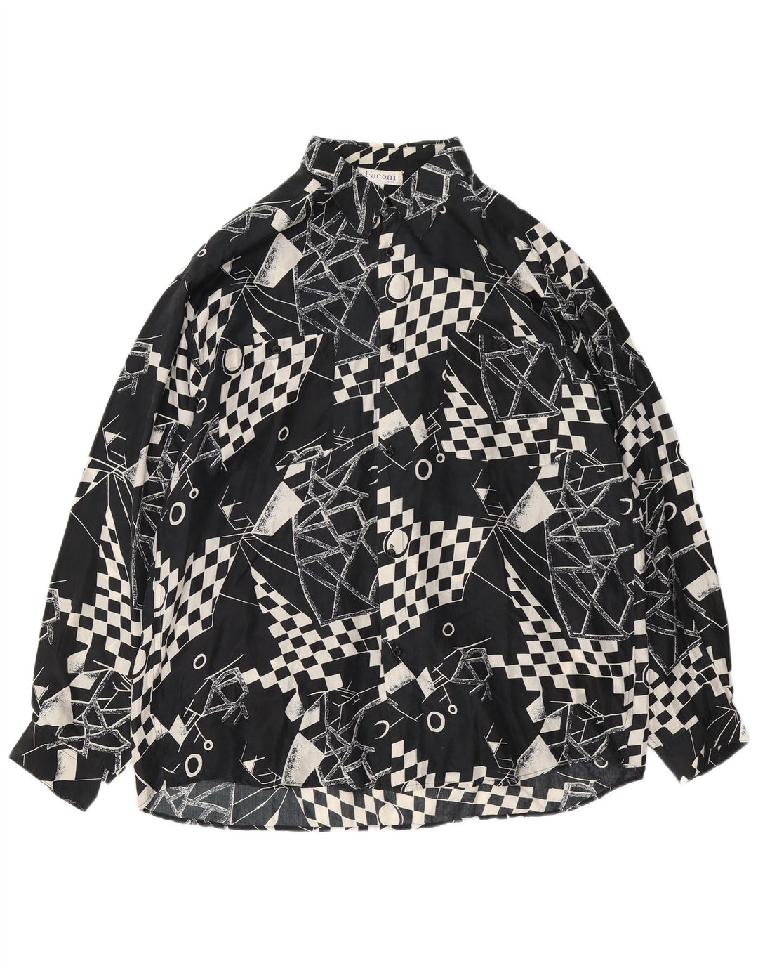 Koszula męska VINTAGE XL Czarny geometryczny jedwab