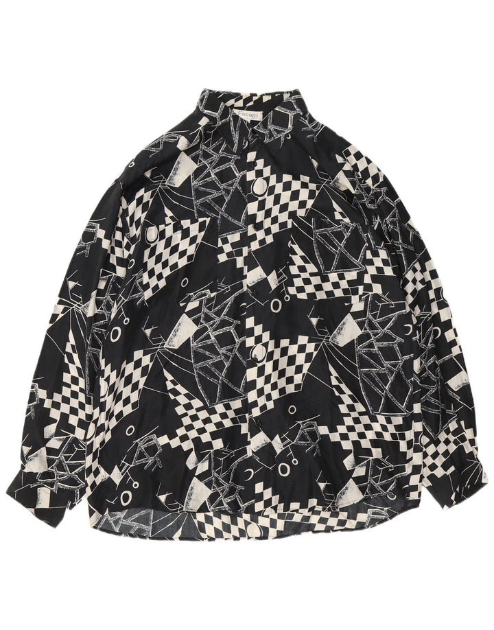 Koszula męska VINTAGE XL Czarny geometryczny jedwab