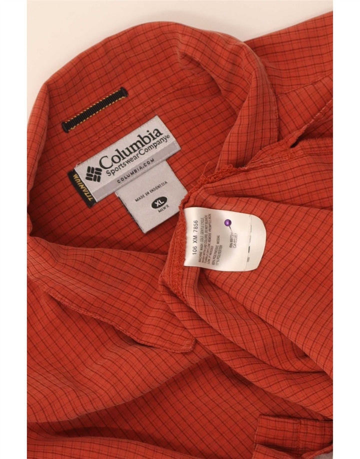 Męska koszulka z krótkim rękawem Columbia Titanium XL, pomarańczowa kratka, modal