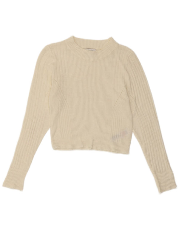 Topshop damski sweter z okrągłym dekoltem UK 14, duży, biały, akrylowy