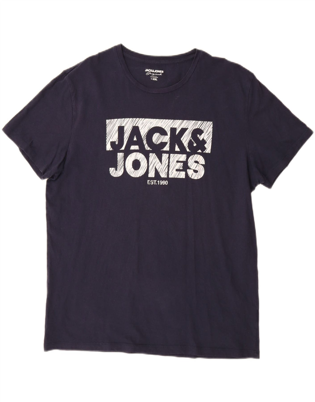 Męska koszulka z grafiką JACK & JONES, 2XL, granatowa, bawełniana