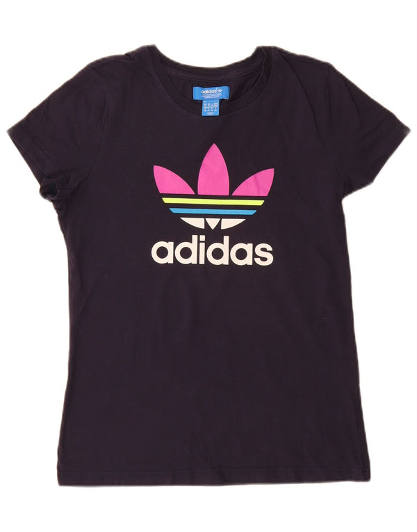 Damska koszulka graficzna Adidas Top UK 14 Średni granatowy bawełniany