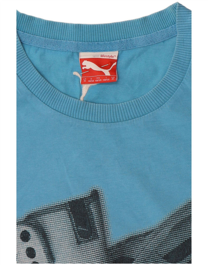 Męski T-shirt z grafiką Puma, średni niebieski