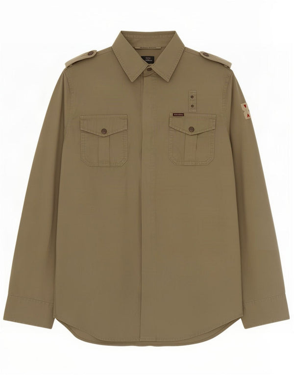 Męska koszula wojskowa Marlboro Classics, duża, bawełniana w kolorze khaki