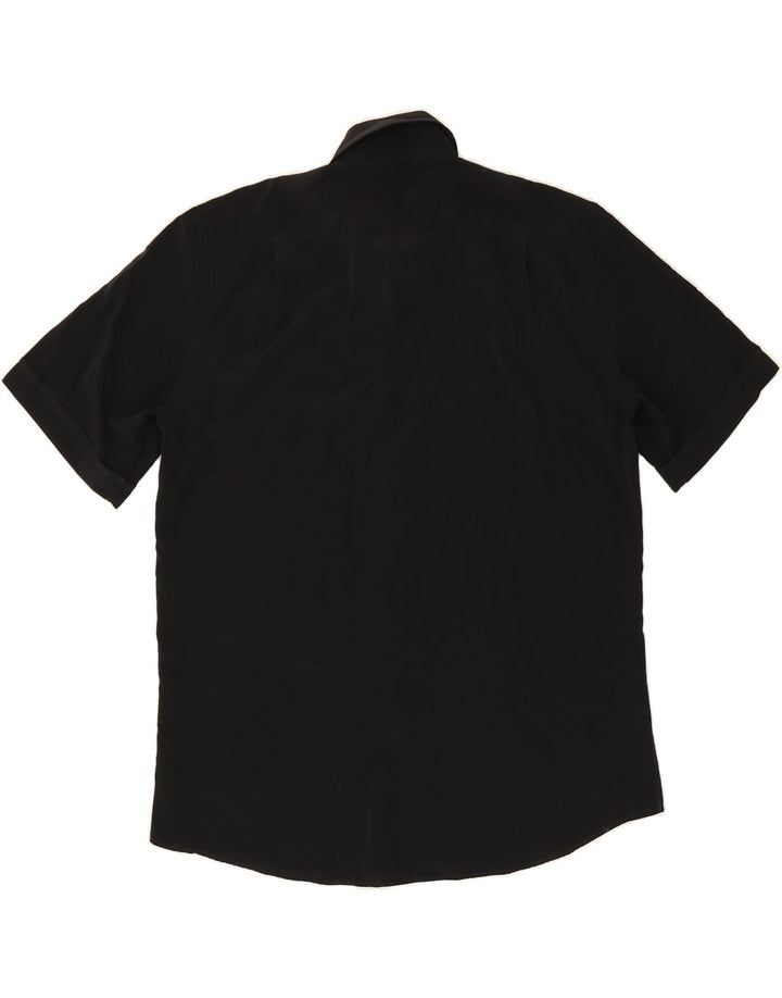 VINTAGE Mens Short Sleeve Shirt Large Black Polyester Vintage Vintage and Second-Hand Vintage from Messina Hembry 