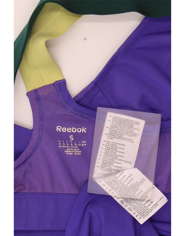 Damska kamizelka Reebok Top UK 8/10 Mały fioletowy poliester z blokami kolorów