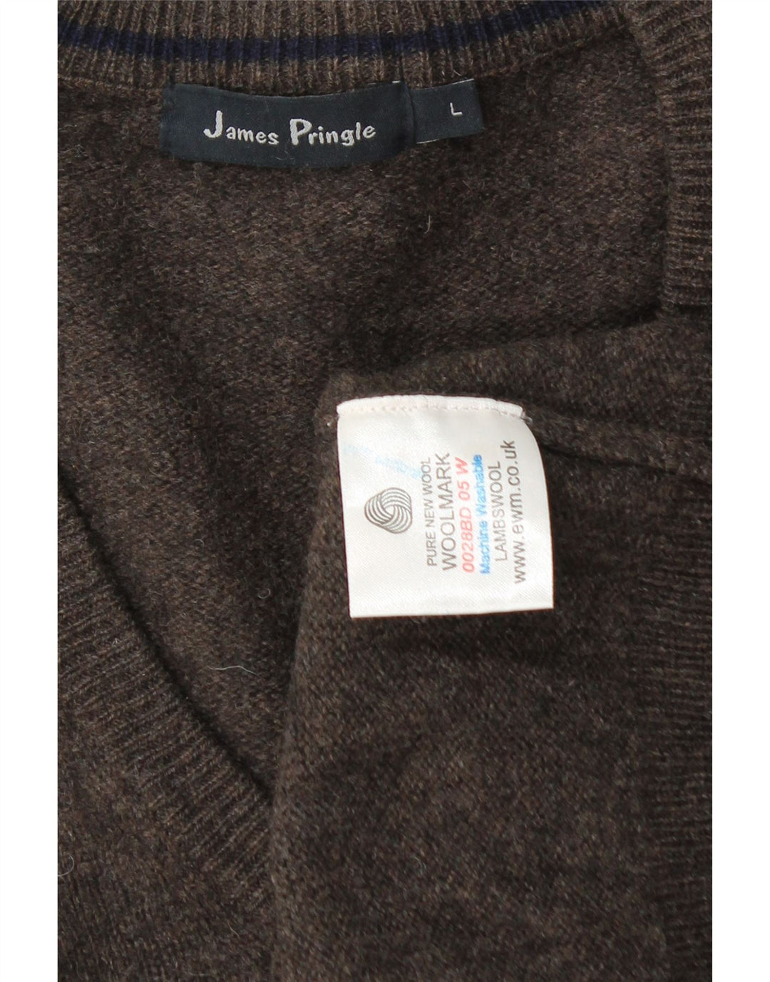 Męski sweter James Pringle z dekoltem w kształcie litery V, duży, brązowy, z owczej wełny
