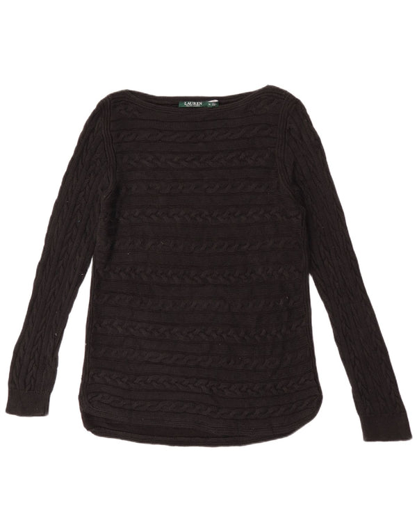 Damski sweter z dekoltem w łódkę Ralph Lauren UK 18 XL, czarna bawełna