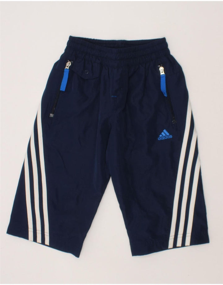 ADIDAS Boys Bermuda Sport Shorts 7-8 Years  Navy Blue Polyester Vintage Adidas and Second-Hand Adidas from Messina Hembry 